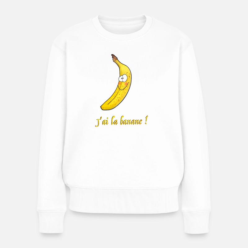 Lächelnde Banane mit lustigem Slogan - Frauen Premium Bio Pullover - Weiß