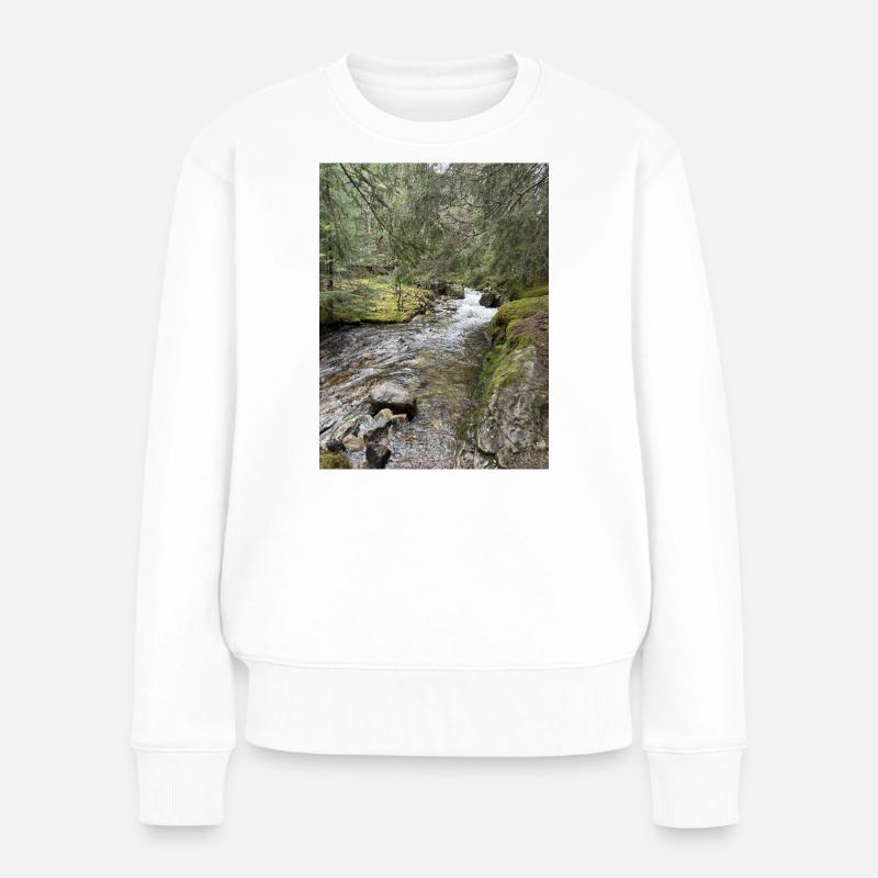 Nature morte dans la forêt avec rivière - Pull Premium bio Femme - blanc