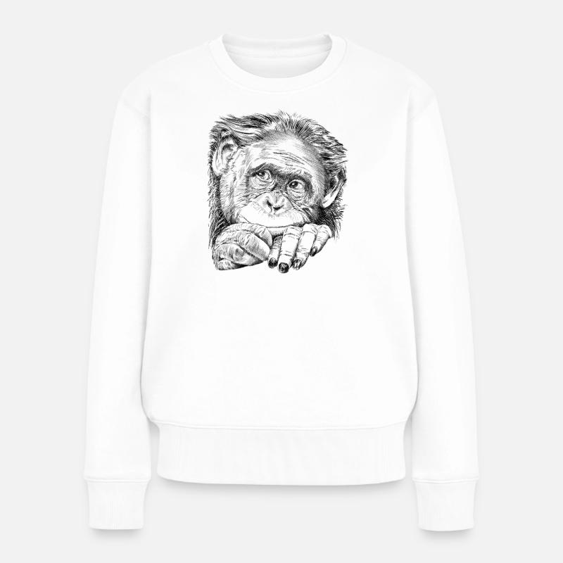 Affe - Frauen Premium Bio Pullover - Weiß