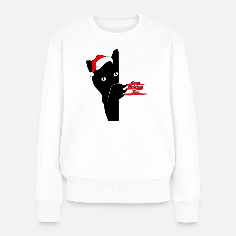 Christmas Cat - Frauen Premium Bio Pullover - Weiß