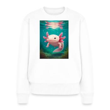 Axolotl  The eternal child of water, smiling throu - Frauen Premium Bio Pullover - Weiß - Vorne - Julia (174cm)