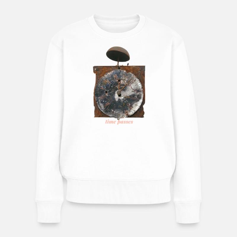 Rostige Uhr Zeit vergeht - Frauen Premium Bio Pullover - Weiß