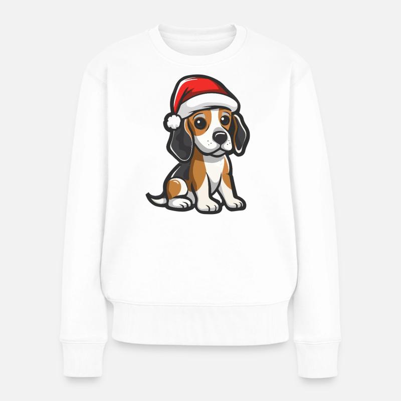 Beagle Hund Weihnachten - Frauen Premium Bio Pullover - Weiß