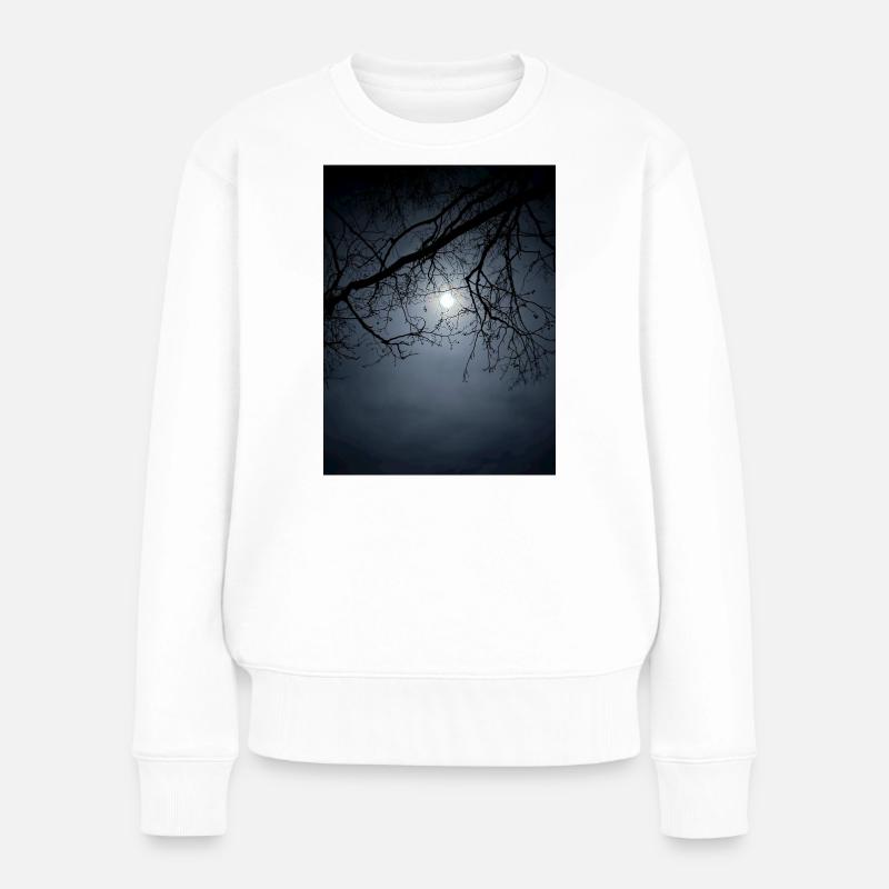 Moonlight silhouette with branches - Women's Premium Organic Jumper - white
