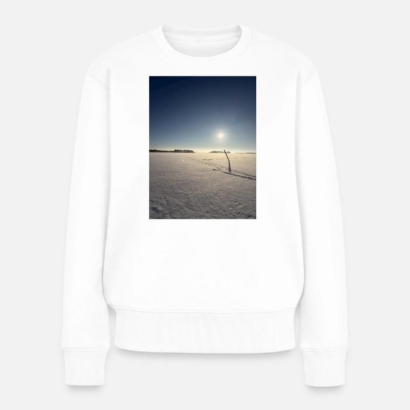 Wintermorgen am Saimaa-See - Frauen Premium Bio Pullover - Weiß