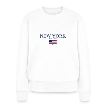 New York - USA - Amerika - NYC - Frauen Premium Bio Pullover - Weiß - Vorne - Julia (174cm)