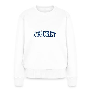 Cricket Lettering with Bat - Kricket - Frauen Premium Bio Pullover - Weiß - Vorne - Julia (174cm)