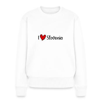 I love Slovenia Slowenien Slovenija Herz Heart - Frauen Premium Bio Pullover - Weiß - Vorne - Julia (174cm)