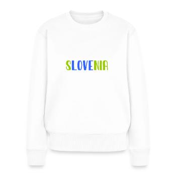 I love Slovenia Slowenien Slovenija Herz Heart - Frauen Premium Bio Pullover - Weiß - Vorne - Julia (174cm)