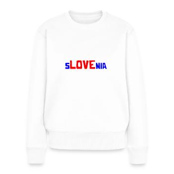 I love Slovenia Slowenien Slovenija Herz Heart - Frauen Premium Bio Pullover - Weiß - Vorne - Julia (174cm)