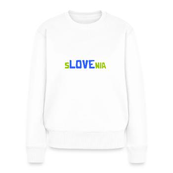 I love Slovenia Slowenien Slovenija Herz Heart - Frauen Premium Bio Pullover - Weiß - Vorne - Julia (174cm)