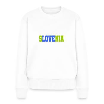 I love Slovenia Slowenien Slovenija Herz Heart - Frauen Premium Bio Pullover - Weiß - Vorne - Julia (174cm)