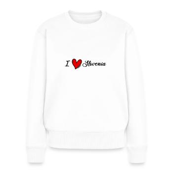 I love Slovenia Slowenien Slovenija Herz Heart - Frauen Premium Bio Pullover - Weiß - Vorne - Julia (174cm)