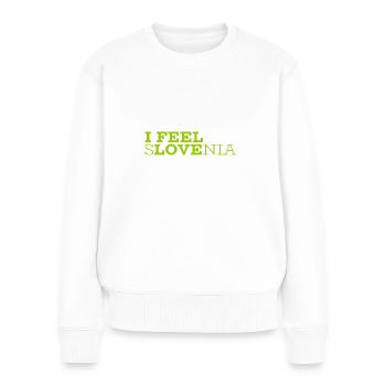 I Feel Love Slovenia - Slowenien - Frauen Premium Bio Pullover - Weiß - Vorne - Julia (174cm)