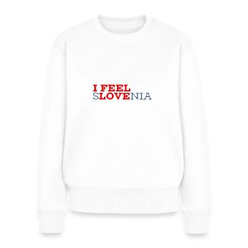 I Feel Love Slovenia - Slowenien - Frauen Premium Bio Pullover - Weiß - Vorne - Julia (174cm)