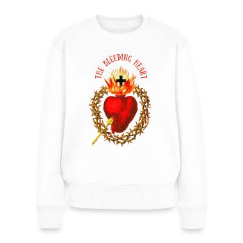 Jesus Christus Bleeding-Heart Blutendes Herz - Frauen Premium Bio Pullover - Weiß - Vorne - Julia (174cm)