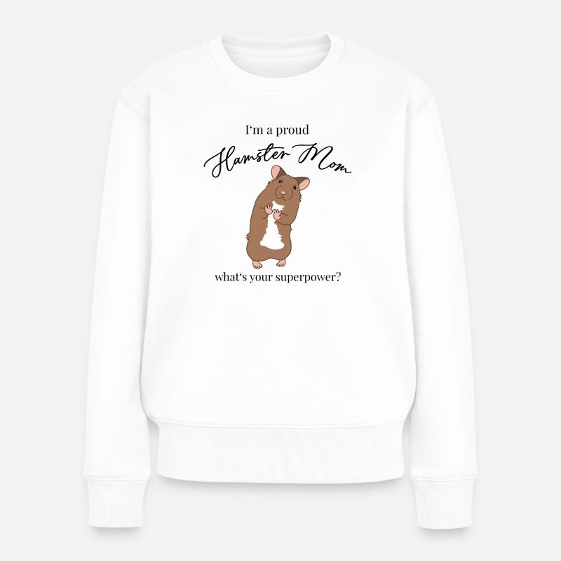 süßes Hamster Shirt lustig | Hamster Mama Mom - Frauen Premium Bio Pullover - Weiß