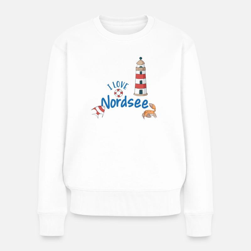Nordsee - Frauen Premium Bio Pullover - Weiß