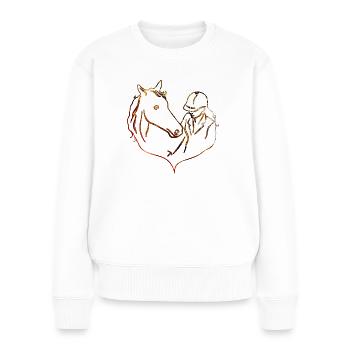 PFERD PONY PFERDELIEBE - Frauen Premium Bio Pullover - Weiß - Vorne - Julia (174cm)