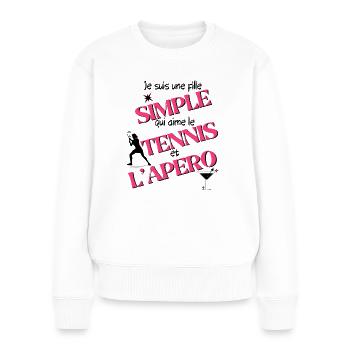 Je suis une fille qui aime le tennis - Pull Premium bio Femme - blanc - Devant - Julia (174cm)