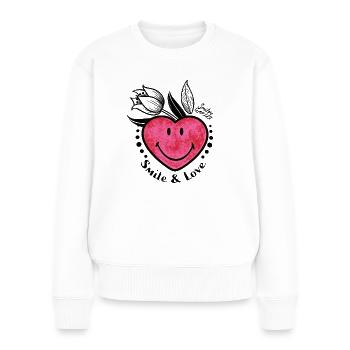 SmileyWorld_Tattoo Herz - Frauen Premium Bio Pullover - Weiß - Vorne - Julia (174cm)