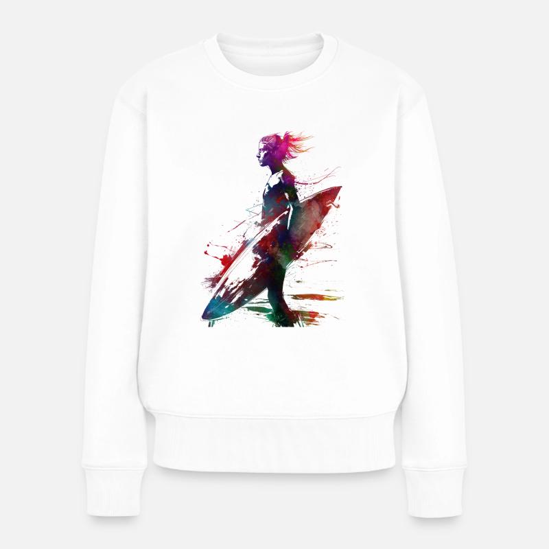 Surfer Sport Kunst #surfer #sport - Frauen Premium Bio Pullover - Weiß