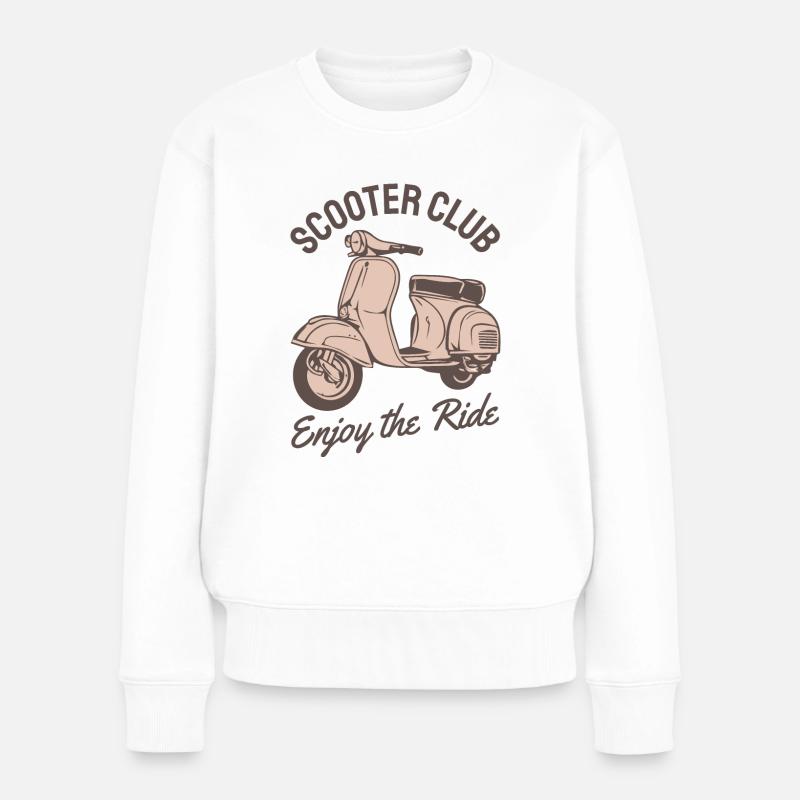 Motorroller Roller Rollerfahrer Geschenk - Frauen Premium Bio Pullover - Weiß