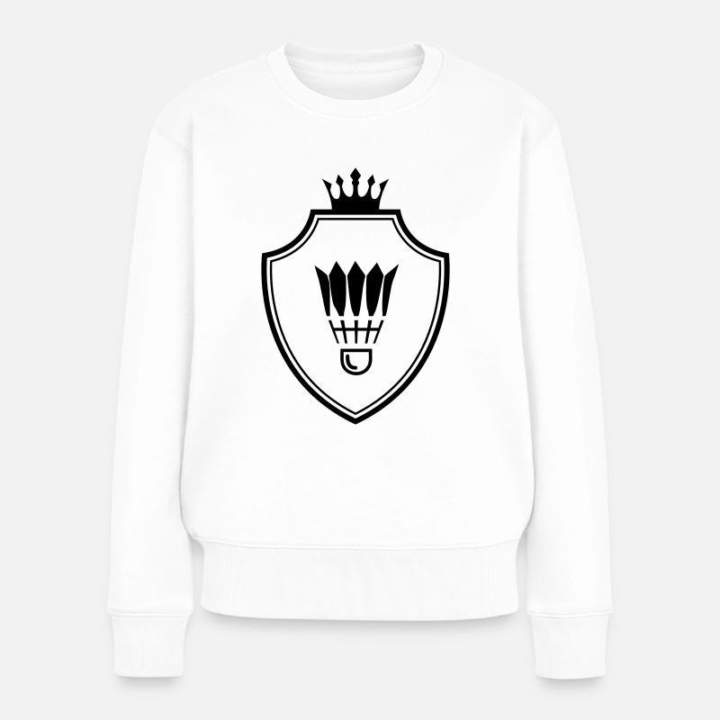 Badminton Wappen - Frauen Premium Bio Pullover - Weiß