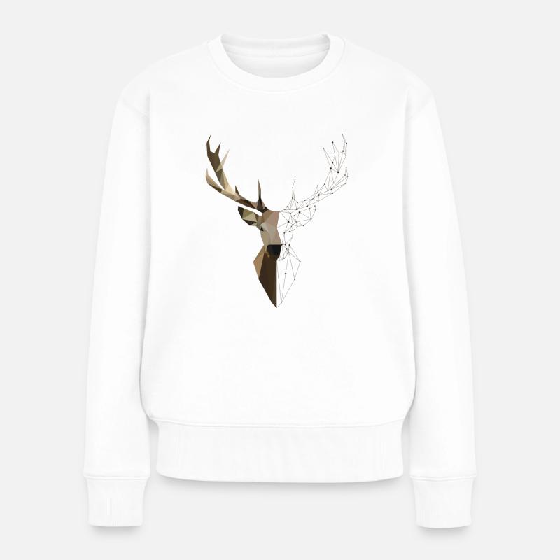 Hirsch Geometrisch - Frauen Premium Bio Pullover - Weiß