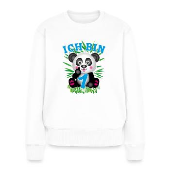 05 Baby Panda Ich bin 1 Blau Stinkefinger Bambus - Frauen Premium Bio Pullover - Weiß - Vorne - Julia (174cm)
