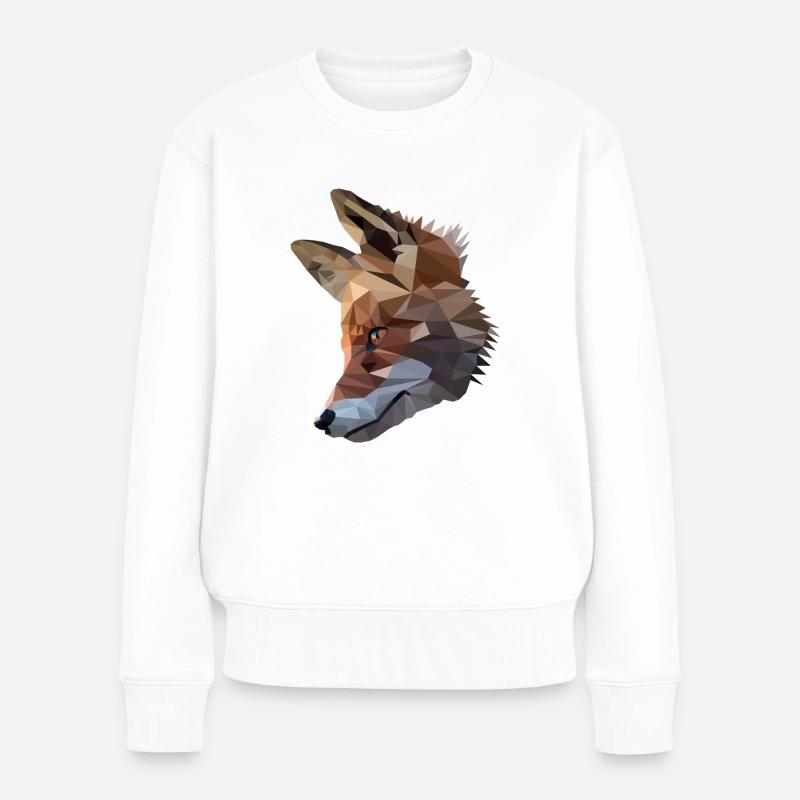 Renard polygone tête de renard - Pull Premium bio Femme - blanc