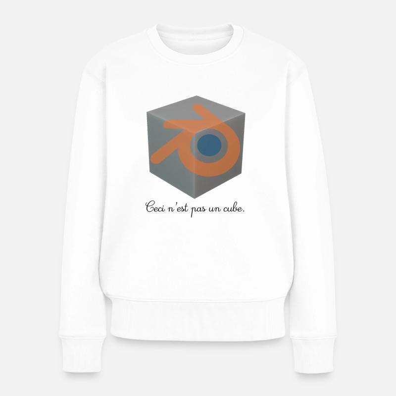 Ceci n'est pas un cube! - Frauen Premium Bio Pullover - Weiß