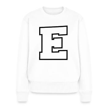 buchstabe E - Frauen Premium Bio Pullover - Weiß - Vorne - Julia (174cm)