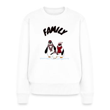 Pinguin Familie - Frauen Premium Bio Pullover - Weiß - Vorne - Julia (174cm)