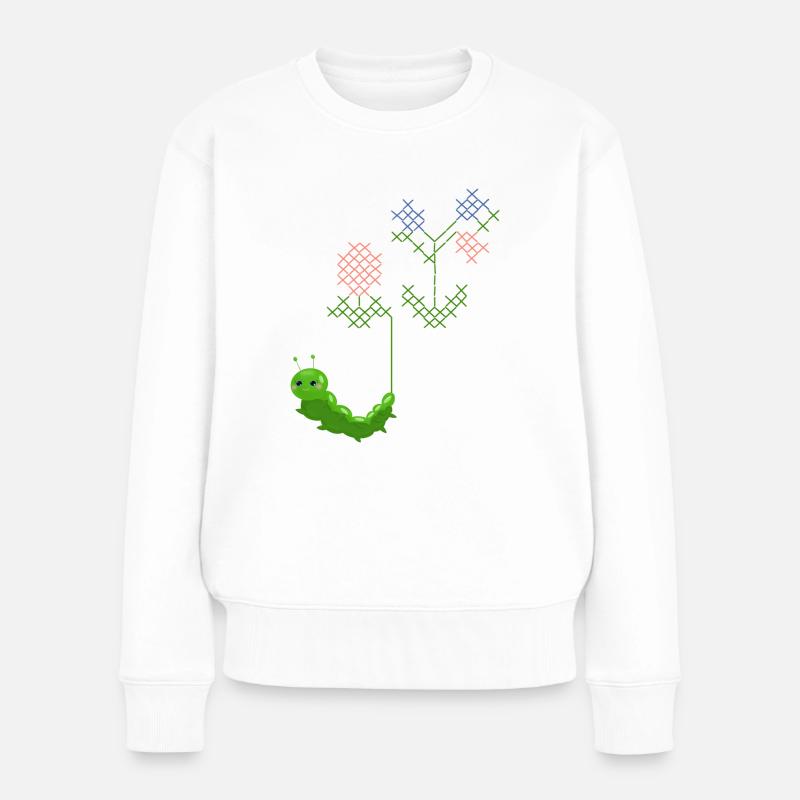 stickende Raupe - Frauen Premium Bio Pullover - Weiß