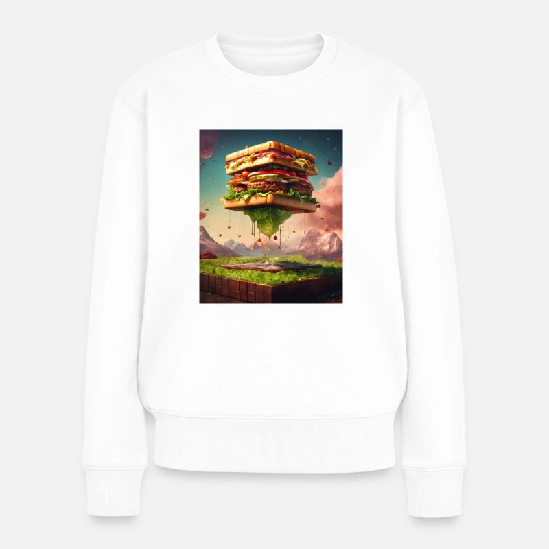 3D Burgerwürfel: Digitale Kunst - Frauen Premium Bio Pullover - Weiß