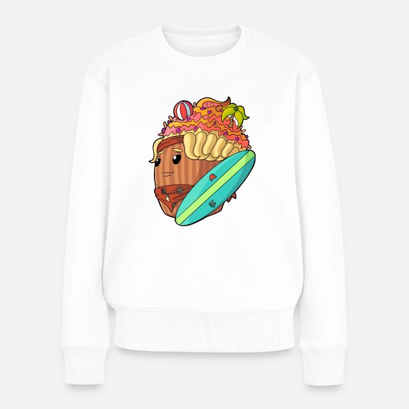 Surf Cupcake - Frauen Premium Bio Pullover - Weiß