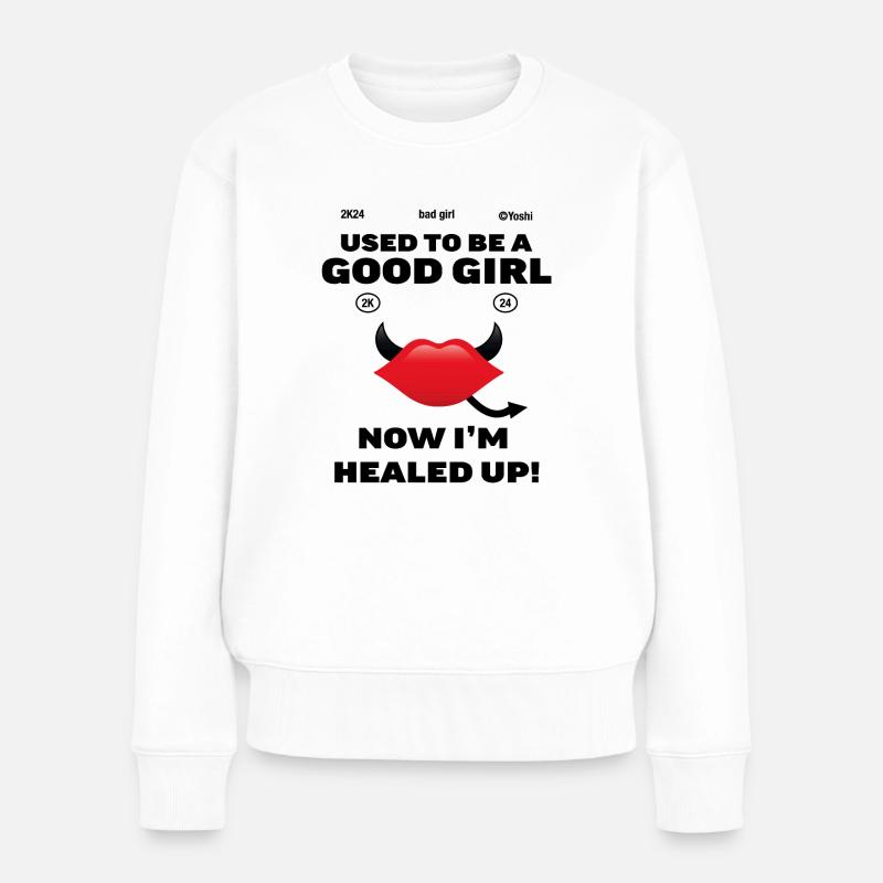 Böses Mädchen, gutes Mädchen - Frauen Premium Bio Pullover - Weiß