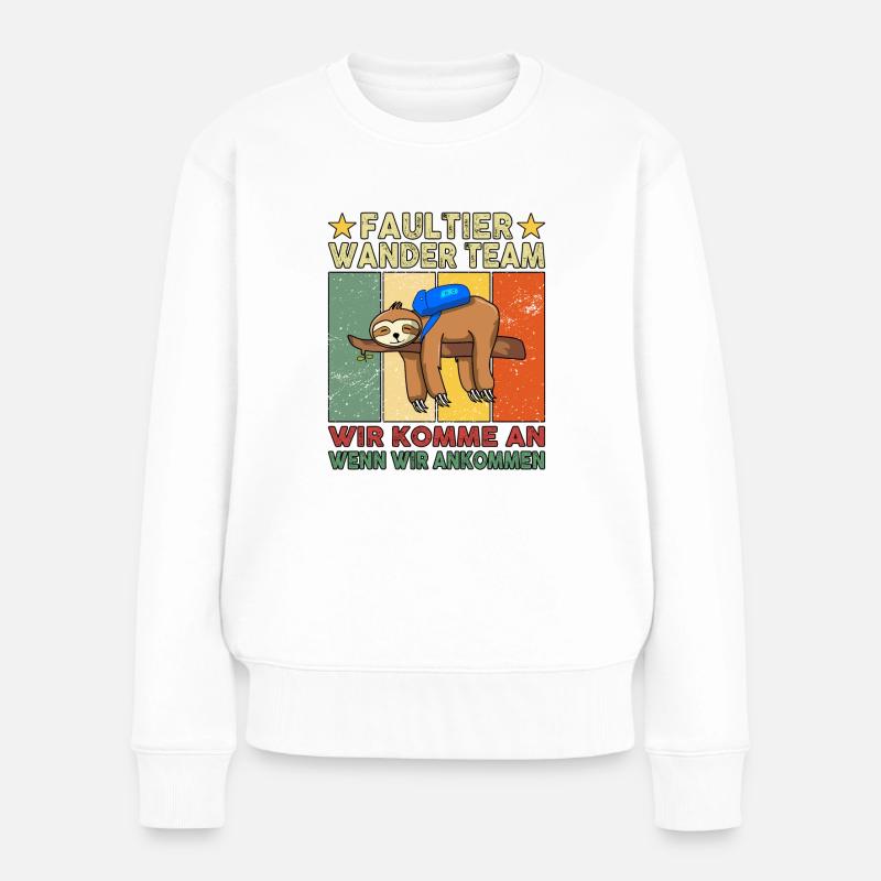 Sloth Hiking Team - Frauen Premium Bio Pullover - Weiß