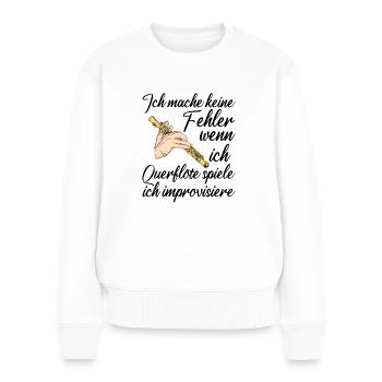 Querflöte - Frauen Premium Bio Pullover - Weiß - Vorne - Julia (174cm)