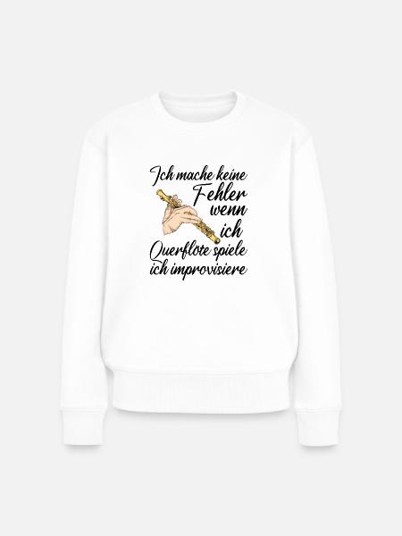 Querflöte - Frauen Premium Bio Pullover - Weiß
