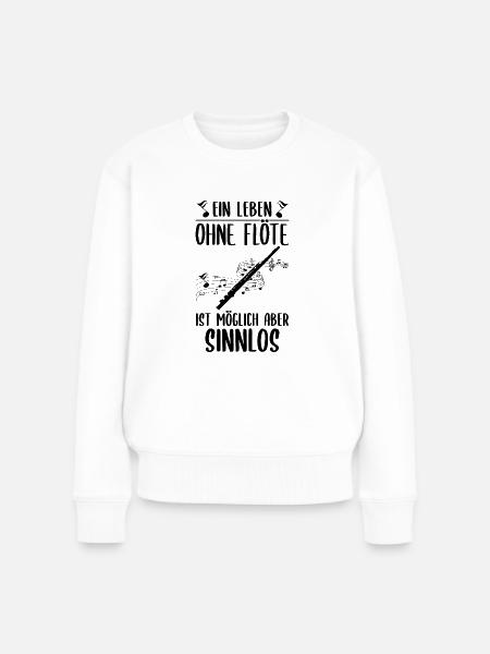 Querflöte - Frauen Premium Bio Pullover - Weiß