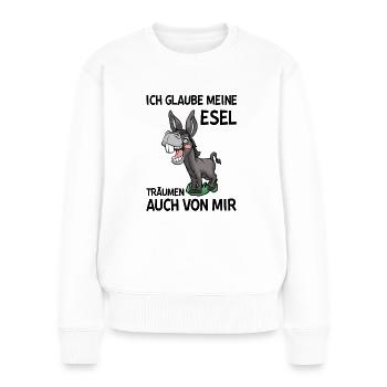 Bauer Esel - Frauen Premium Bio Pullover - Weiß - Vorne - Julia (174cm)