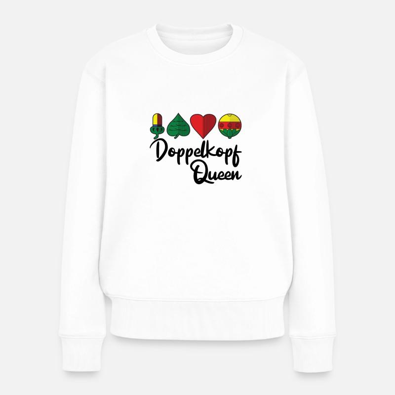 Doppelkopf - Frauen Premium Bio Pullover - Weiß