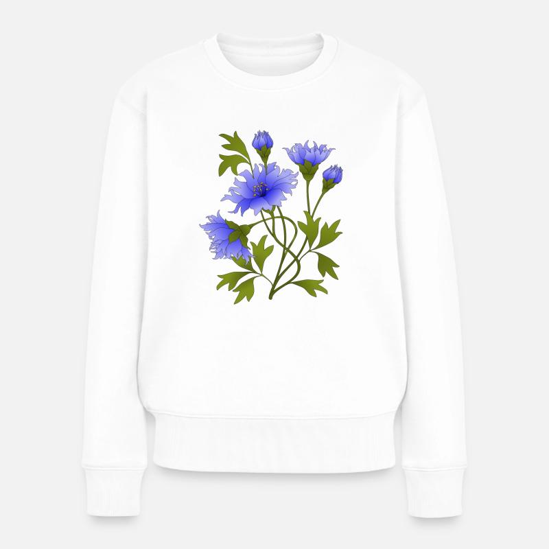 Blumen - Frauen Premium Bio Pullover - Weiß