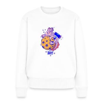 Petit Axonaute sur la lune - Pull Premium bio Femme - blanc - Devant - Julia (174cm)