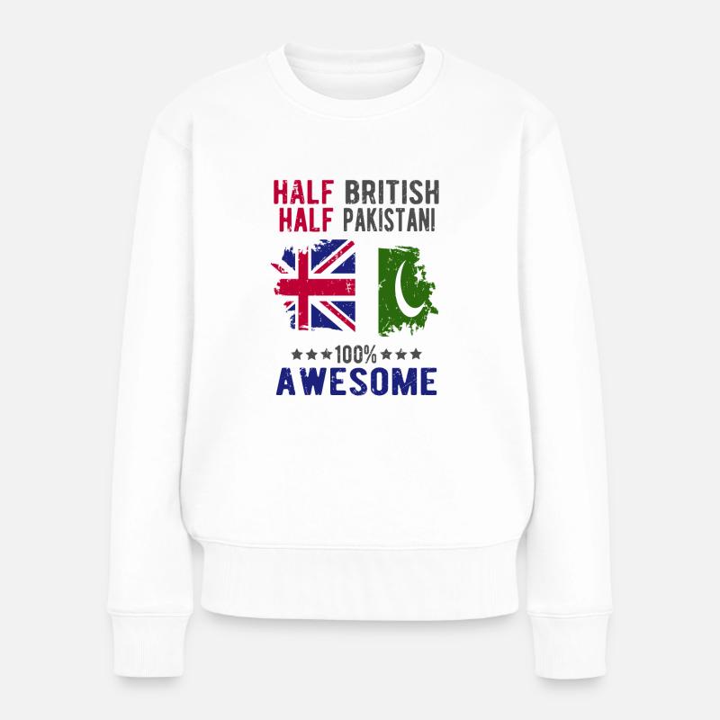 Moitié Britannique Moitié Pakistanais - Pull Premium bio Femme - blanc