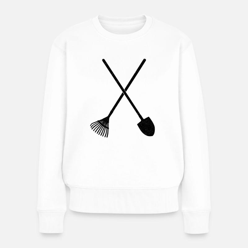 Schaufel und Rechen - Frauen Premium Bio Pullover - Weiß