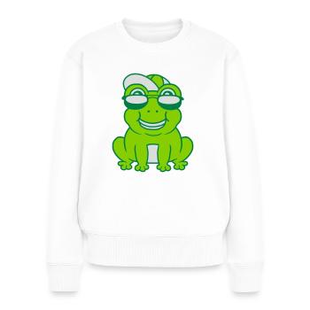 Cooler kleiner Frosch Junge - Frauen Premium Bio Pullover - Weiß - Vorne - Julia (174cm)