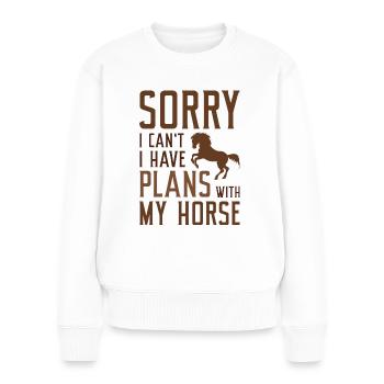Désolé, je ne peux pas avoir de plans avec mon cheval - Pull Premium bio Femme - blanc - Devant - Julia (174cm)
